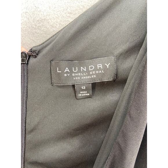 Laundry by Shelli Segal Dress Womens Sz 12‎ Black One Shoulder Midi Cocktail - Picture 11 of 12